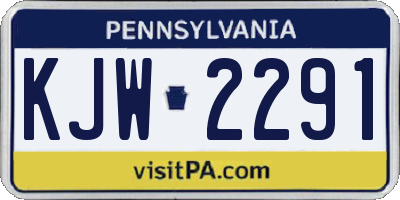 PA license plate KJW2291