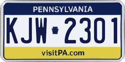 PA license plate KJW2301