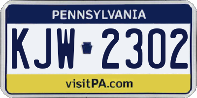 PA license plate KJW2302
