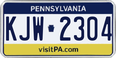 PA license plate KJW2304
