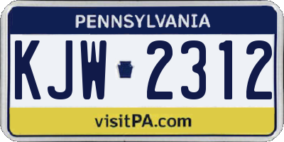 PA license plate KJW2312