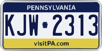 PA license plate KJW2313