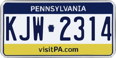 PA license plate KJW2314