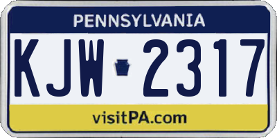 PA license plate KJW2317