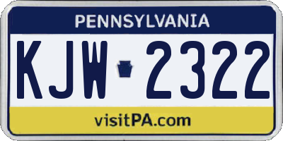 PA license plate KJW2322