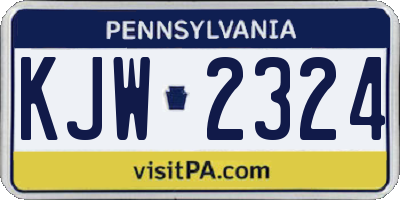PA license plate KJW2324