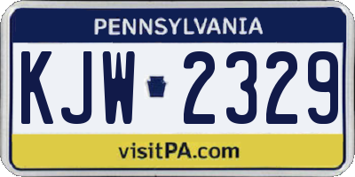 PA license plate KJW2329