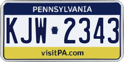 PA license plate KJW2343