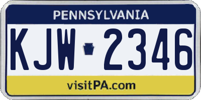 PA license plate KJW2346