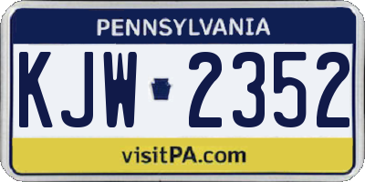 PA license plate KJW2352