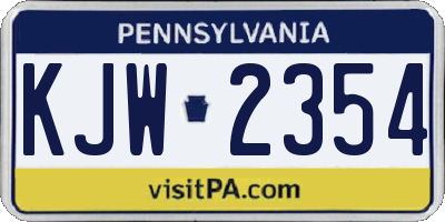 PA license plate KJW2354