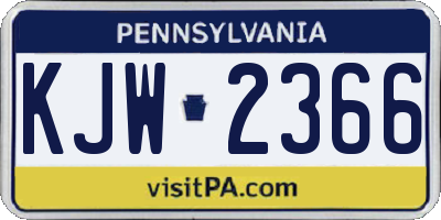 PA license plate KJW2366