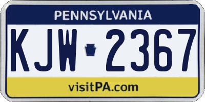 PA license plate KJW2367