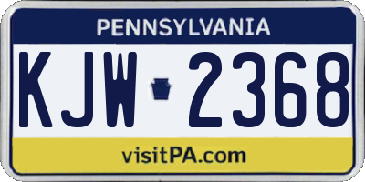 PA license plate KJW2368