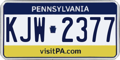 PA license plate KJW2377