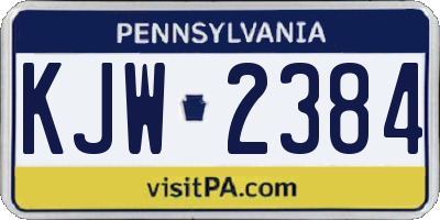 PA license plate KJW2384