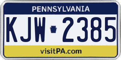 PA license plate KJW2385