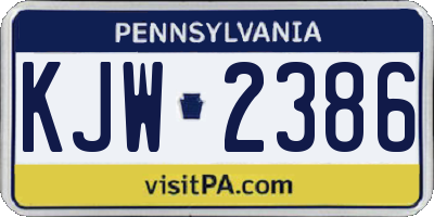 PA license plate KJW2386