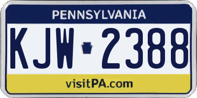 PA license plate KJW2388