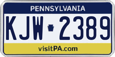 PA license plate KJW2389
