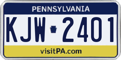 PA license plate KJW2401