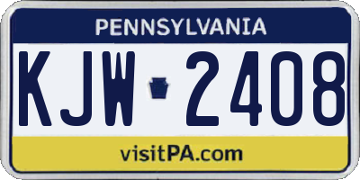 PA license plate KJW2408