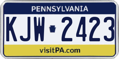 PA license plate KJW2423