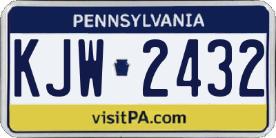 PA license plate KJW2432