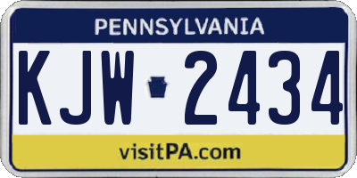 PA license plate KJW2434