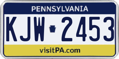 PA license plate KJW2453