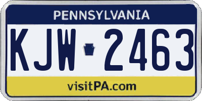PA license plate KJW2463
