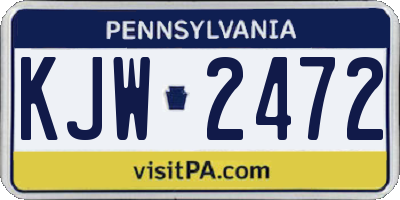 PA license plate KJW2472