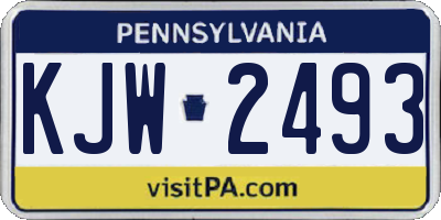 PA license plate KJW2493