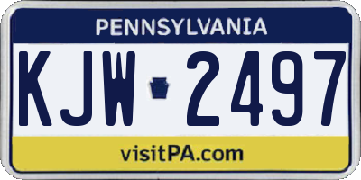 PA license plate KJW2497