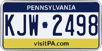 PA license plate KJW2498