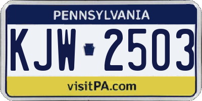 PA license plate KJW2503
