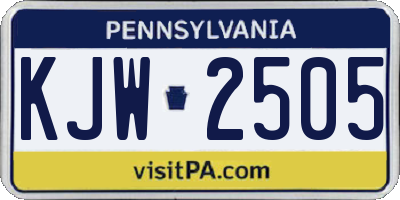 PA license plate KJW2505