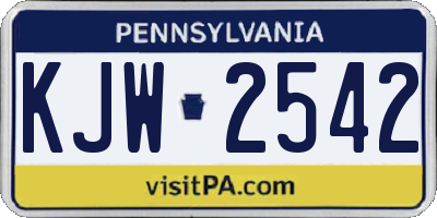 PA license plate KJW2542