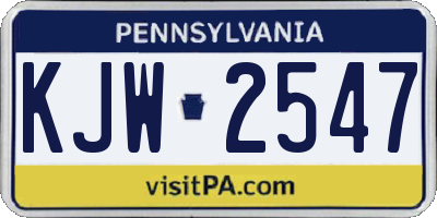 PA license plate KJW2547