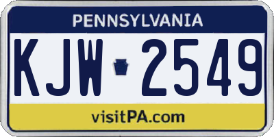 PA license plate KJW2549