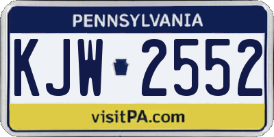 PA license plate KJW2552