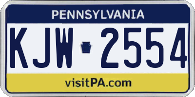 PA license plate KJW2554