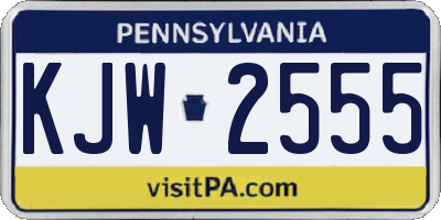 PA license plate KJW2555