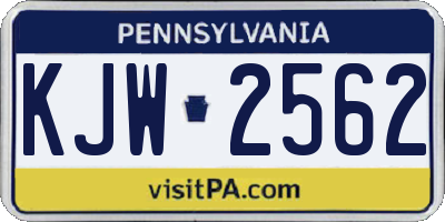 PA license plate KJW2562