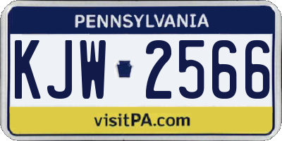 PA license plate KJW2566