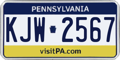 PA license plate KJW2567