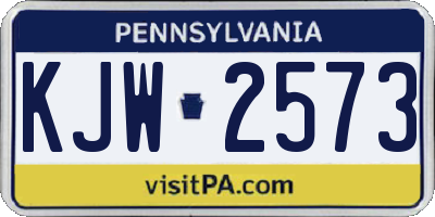 PA license plate KJW2573