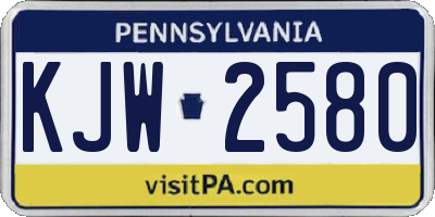PA license plate KJW2580
