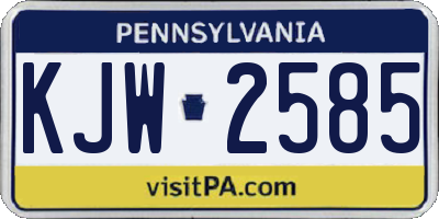 PA license plate KJW2585