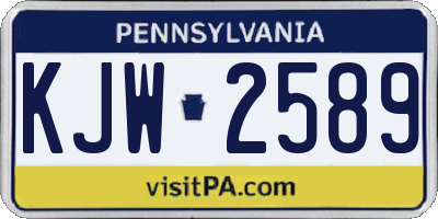 PA license plate KJW2589
